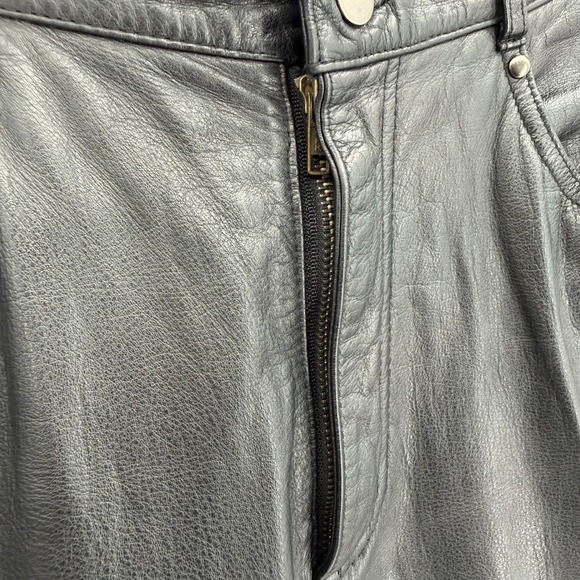 Wilsons Womens 10 Leather Pants VTG 90s Black High Rise Straight Leg Biker Moto - Picture 6 of 9